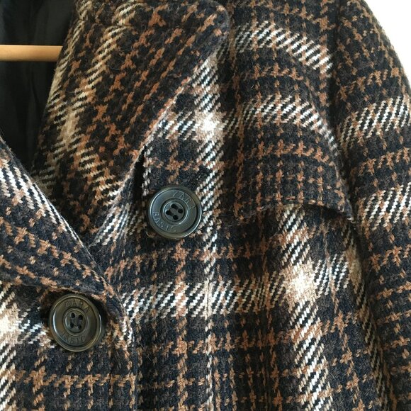 Zara Long Plaid Houndstooth Double Breasted Trench Jacket - Picture 3 of 16
